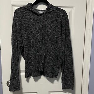 Women's Hooded Long-Sleeve Top Cyrus Charcoal Black Patterned Light Cozy